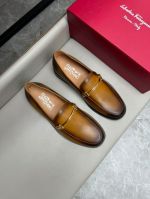 Ferragamo Brown calfskin Leather Shoes-Ferragamo Man Business Leather Shoes